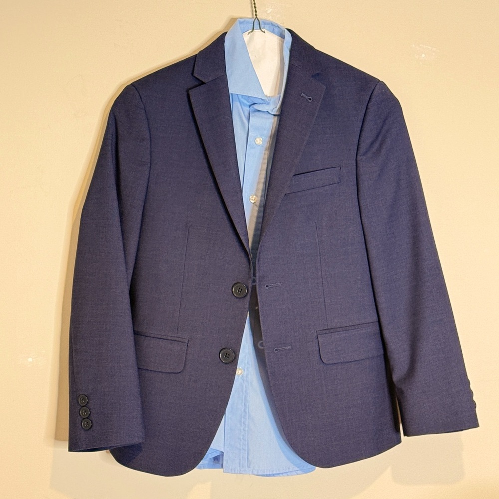 Boys Joseph Abboud Navy Blue Suit Jacket and Pants with Dress Shirt size 10